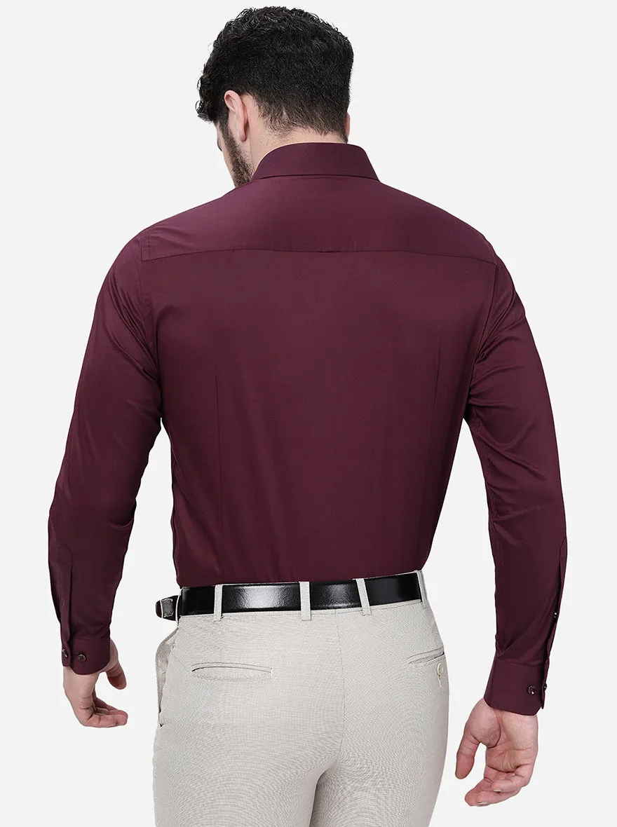 Wine Solid Slim Fit Party Wear Shirt | Greenfibre