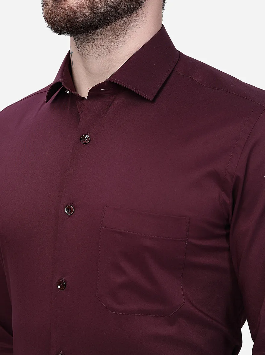 Wine Solid Slim Fit Party Wear Shirt | Greenfibre