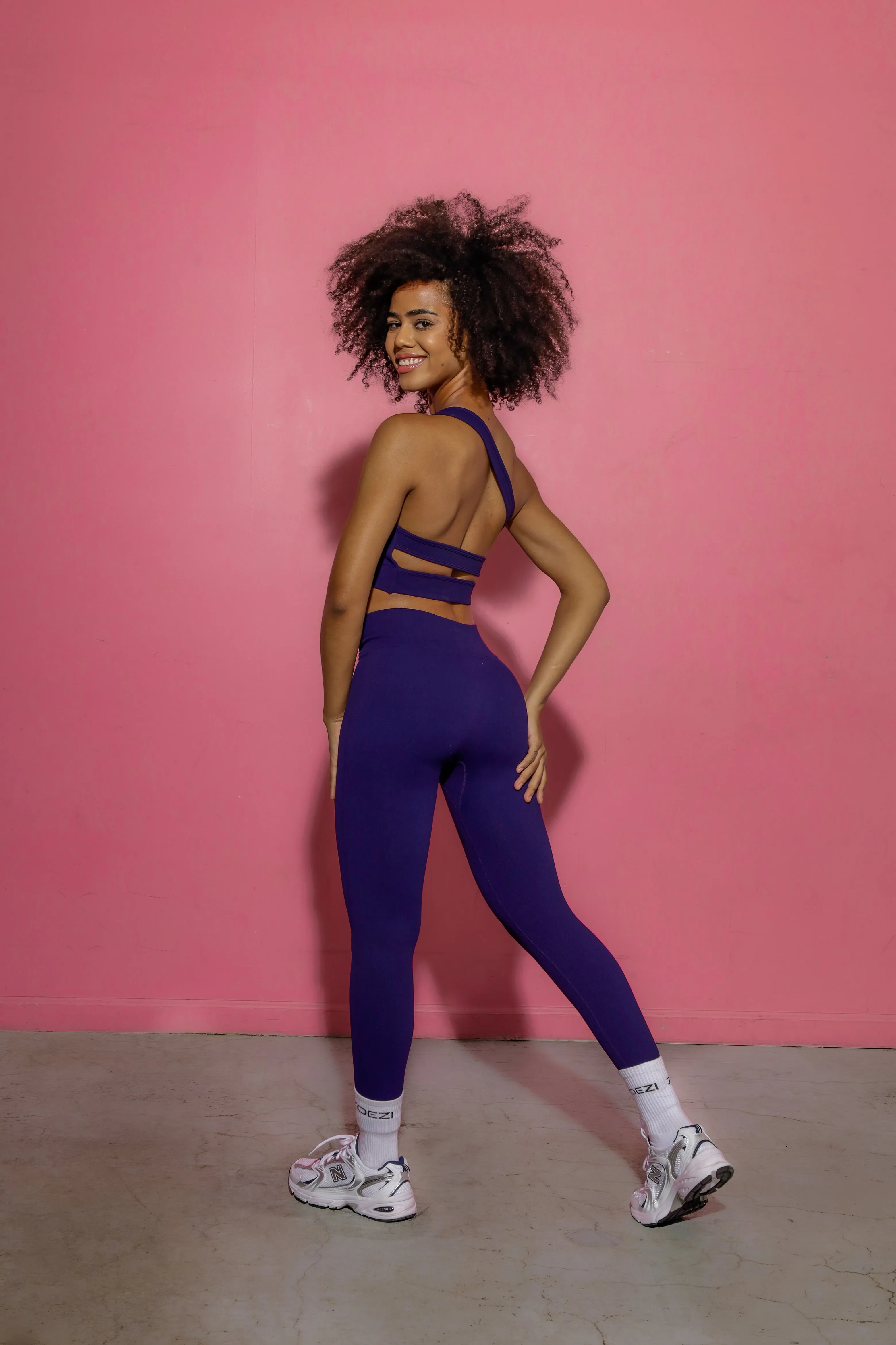 Yahya Ribbed One Strap Caged Back Sports Bra Top