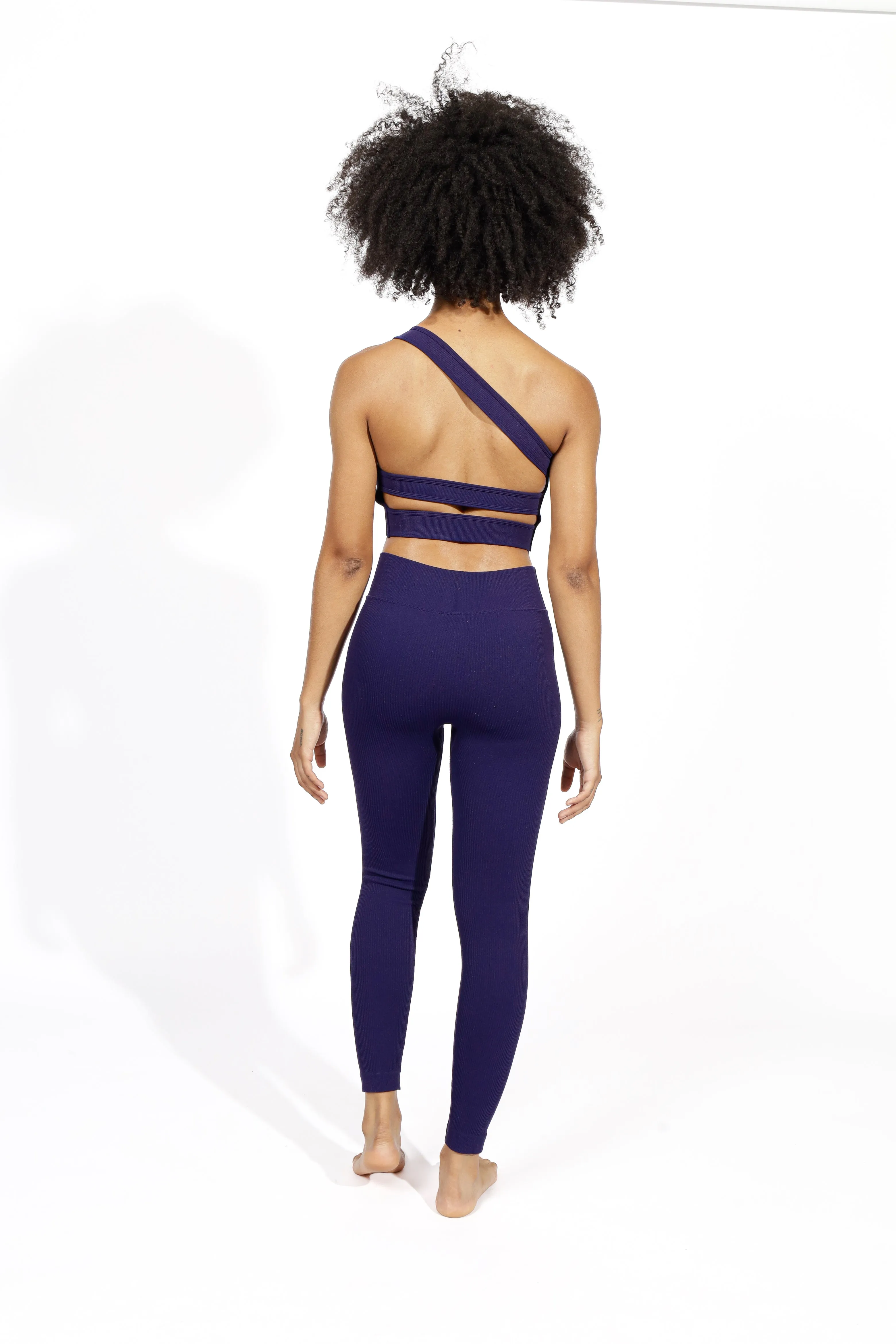 Yahya Ribbed One Strap Caged Back Sports Bra Top