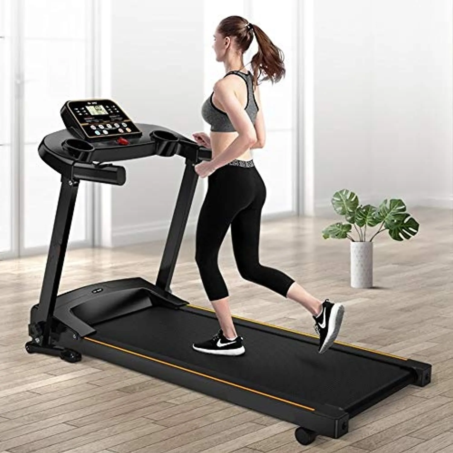 Zzfni Treadmill Household Small Treadmill, Ultra Silent Folding Electric Walking Machine, Home Fitness Equipment Foldable Treadmill